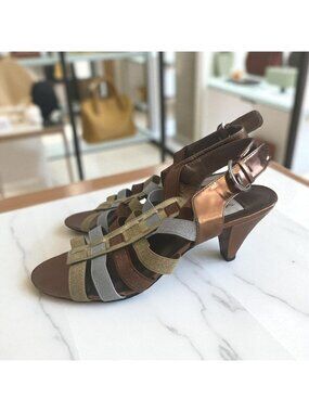 AJ VALENCI Multicolor Metallic Heels Sandals Size 8.5